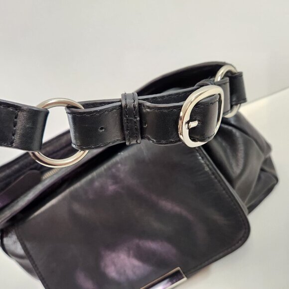 Danier Black Leather Purse w/ Leopard Print Interior - Picture 3 of 11